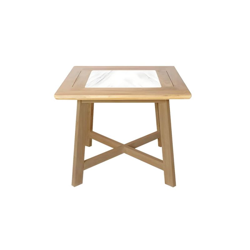 "Teak Wood Water Resistant Dining Table Outdoor Solid Wood Patio Table in Brown - Table Only 39.4"L x 39.4"W x 29.5"H"