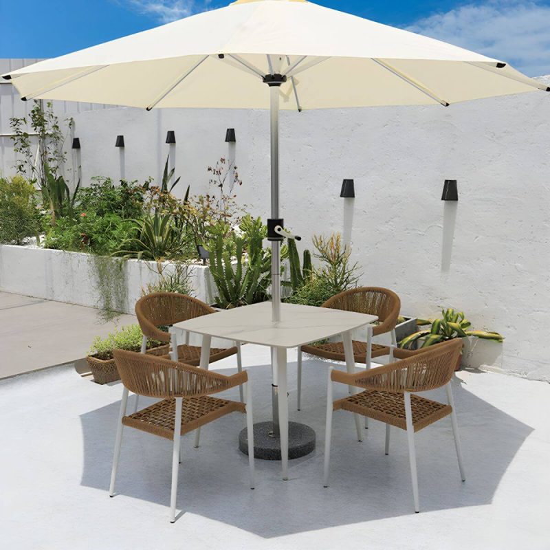 "Weatherproof Outdoor Aluminum Dining Set with Stackable Chairs and Modern Design - Table & Chair(s) 63"L x 35"W x 29"H 6"