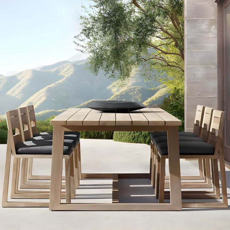 "Teak Wood Dining Table Mildew Resistant Solid Wood Patio Table - Table Only 70.9"L x 39.4"W x 29.5"H Natural"