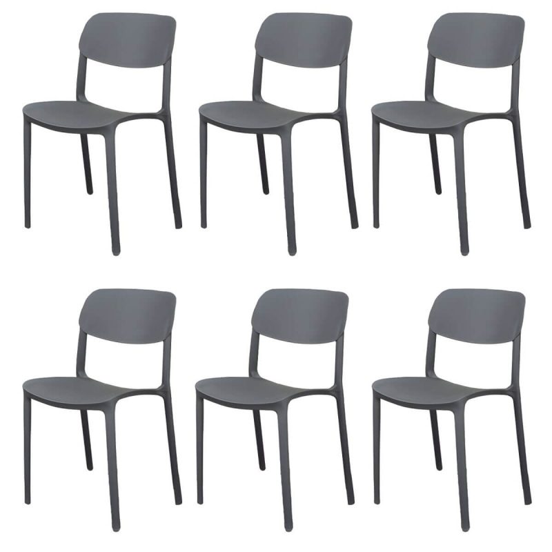 "Stacking Dining Armchair Contemporary Plastic Patio Arm Chair - 17"L x 17"W x 33"H 6 Piece Set"
