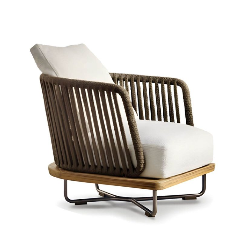 "Tropical Patio Sofa Wood With Cushions Beige Fabric Water Resistant Outdoor Patio Sofa - 31"L x 31"W x 32"H"