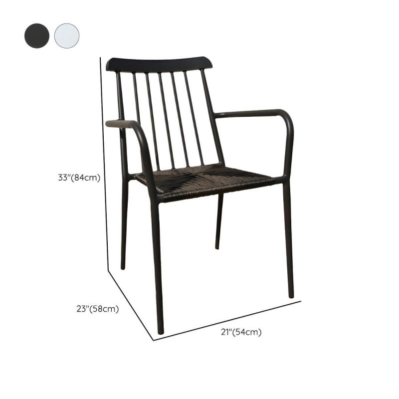 "Dimension of Tropical Metal Arm Chair with Corrosion Resistant Construction for Outdoor Dining - Black 2 Piece Set"