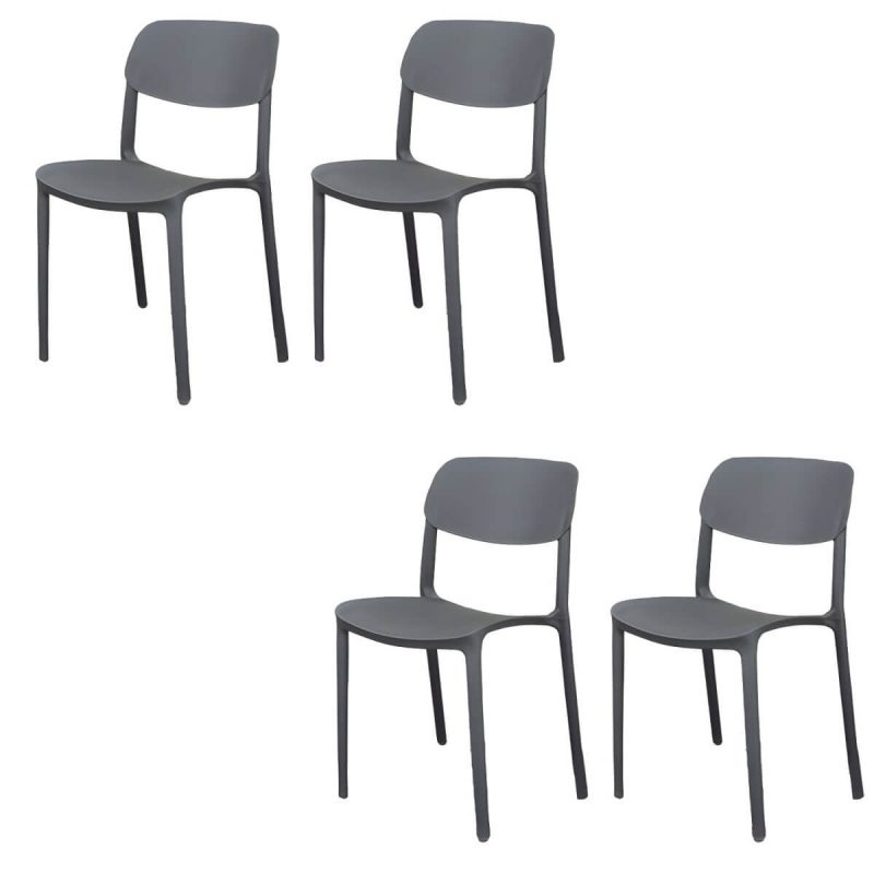 "Stacking Dining Armchair Contemporary Plastic Patio Arm Chair - 17"L x 17"W x 33"H 4 Piece Set"