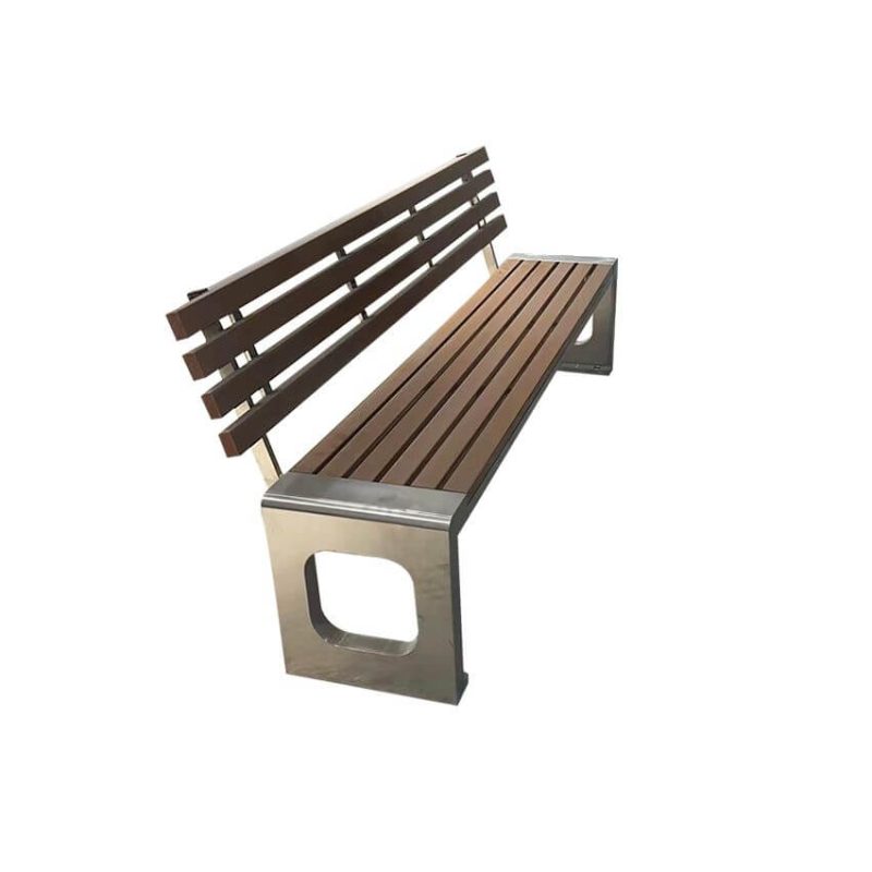 "Old School Sepia Lumber Park Bench with Damp-proof Back, 71"L x 16"W x 31"H, Sinuous"
