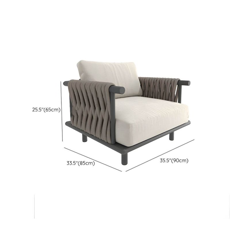 "Dimension of Black Metal Waterproof Modern Upholstered Sofa with Cushions and Pillow - 1-Seater Sofa"