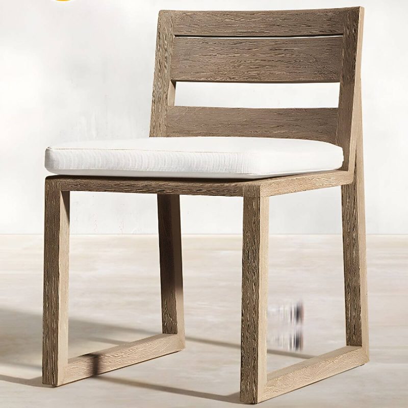 "Teak Wood Mid-Century Modern Patio Dining Set in Natural Finish - Table 59.1"L x 59.1"W x 29.5"H"
