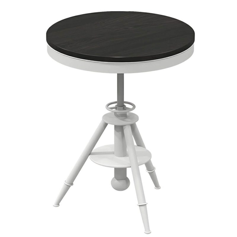 "White Pine Patio Table Contemporary Style Round Shape with Metal Legs - Table Only"