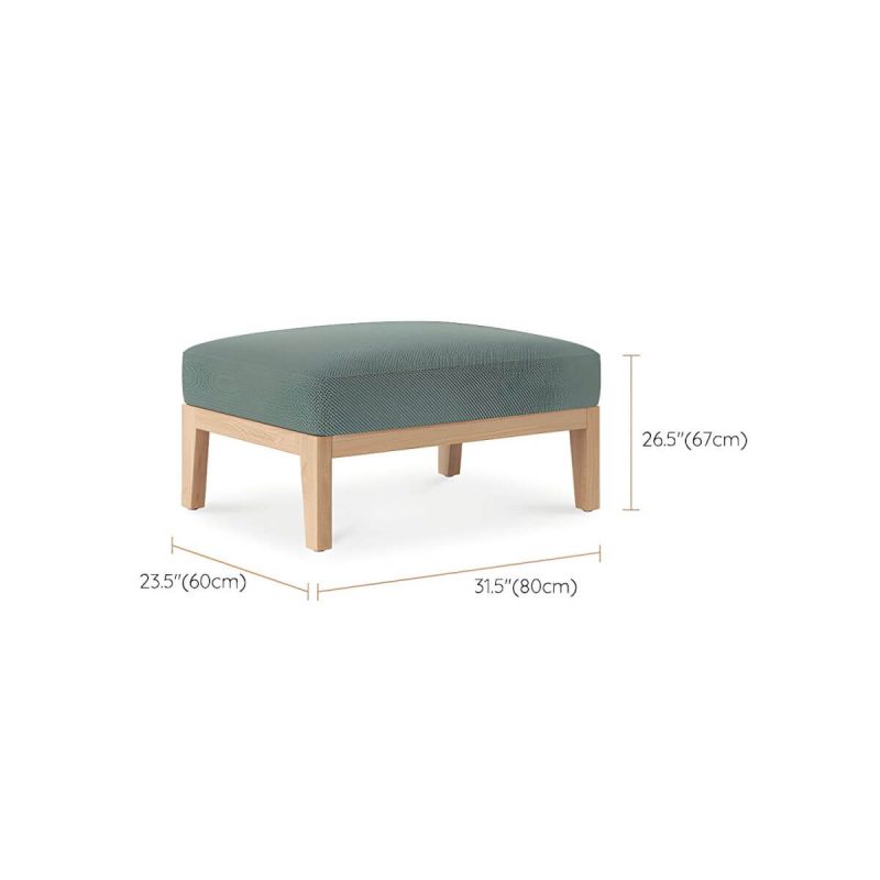"Dimension of Wood Frame Outdoor Sofa Water and UV Resistant Patio Sofa with Cushion - Ottoman"