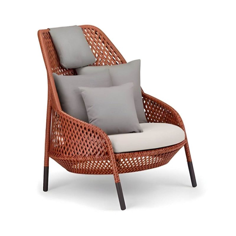 "Metal Frame Symmetrical Contemporary Patio Sofa with Pillow Cushions - Red 31"L x 33"W x 43"H"