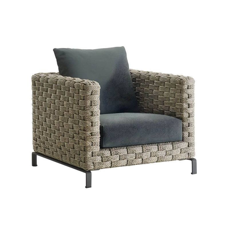 "Contemporary Water Resistant Symmetrical Patio Sofa with Cushions for Outdoor - 1-Seater Sofa"
