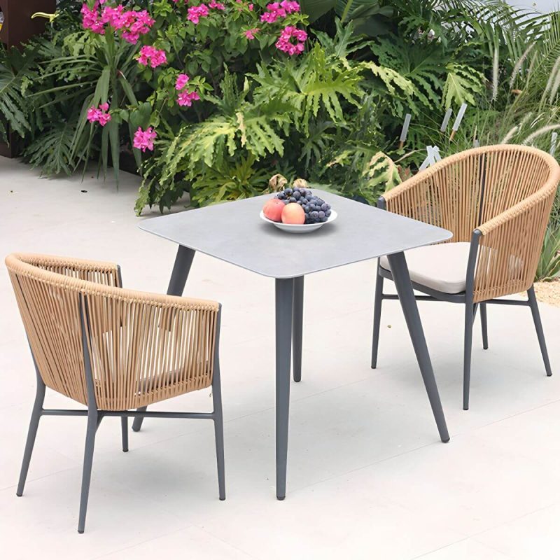 "Mid-Century Modern Dining Table Set with 4 Legs Chair for Outdoors - Table & Chair(s) 31.5"L x 31.5"W x 29.1"H 2"