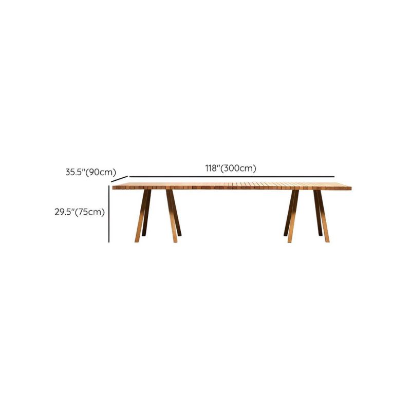 "Dimension of Modern Patio Dining Table Set 1/3/6/11 Pcs Wood Frame Patio Dining Table and Chairs - Table 118.1"L x 35.4"W x 29.5"H Zero Brown"