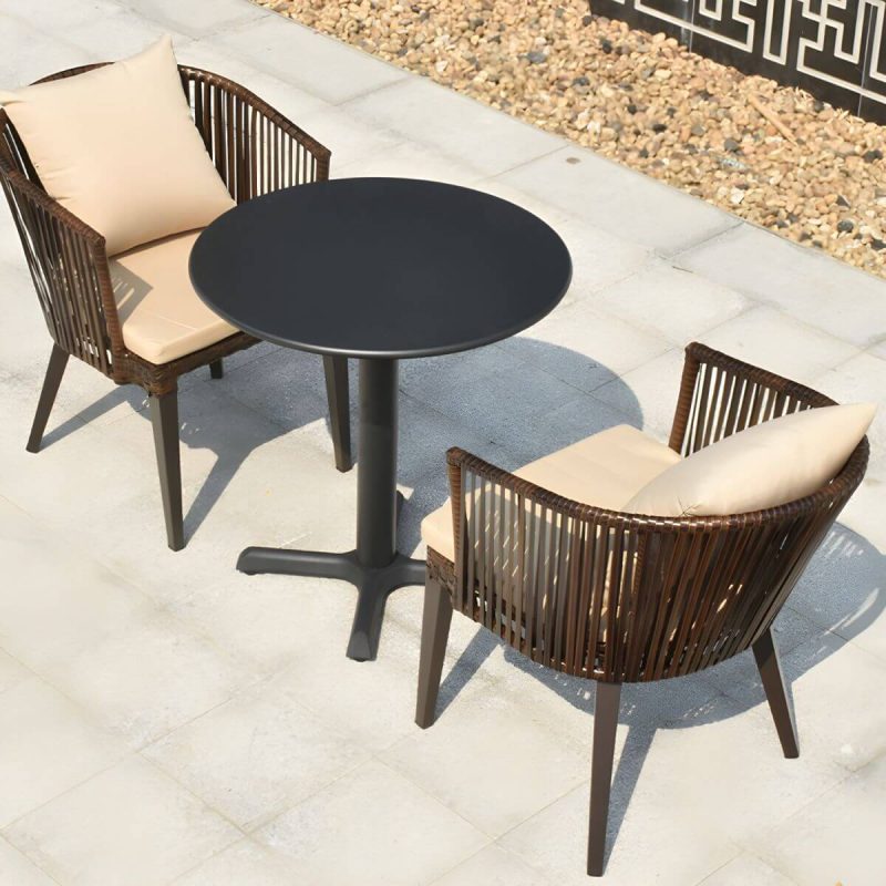 "Modern Wood Patio Dining Table 3/5/7/9 Pcs Black Dining Set for Courtyard - Table & Chair(s) 27.6"L x 27.6"W x 29.5"H 2 Round"