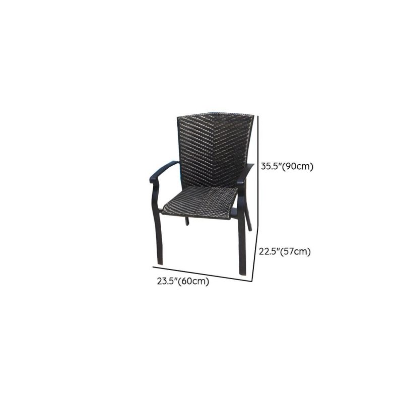 "Dimension of Contemporary Glass Dining Table Set with Black Woven Chairs for Courtyard - Table & Chair(s) 23.6"L x 23.6"W x 26.8"H 2 Clear"