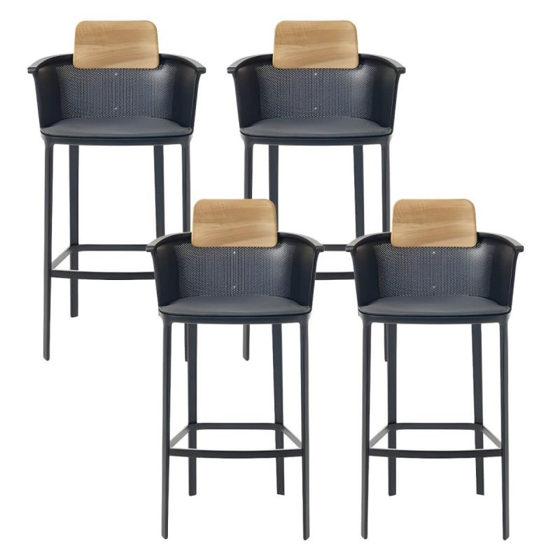 "Contemporary with Arm Dining Chairs Metal Patio Dining Side Chair - 4 Piece Set Stainless Steel"