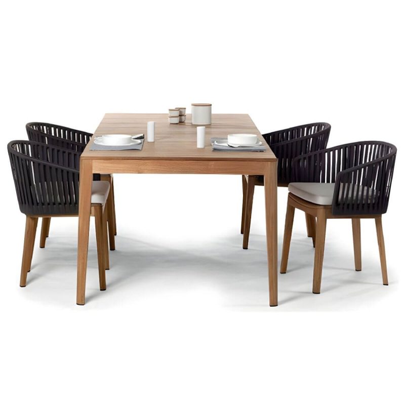 "Teak Wood Dining Table Modern Outdoor Water Resistant Patio Table - Table Only 39.4"L x 39.4"W x 29.5"H"