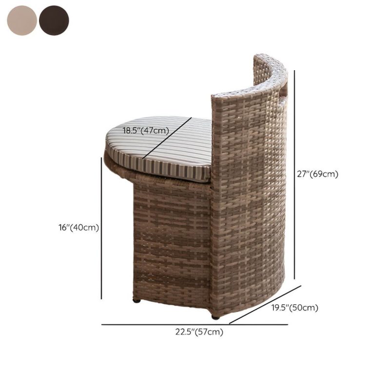 "Dimension of Round Shape Dining Room Chair and Table Set with 2 Woven Chairs - Table & Chair(s) 2 Brown"