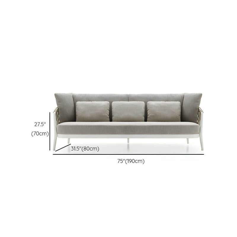 "Dimension of French Country Metal Frame Patio Sofa Water Resistant Outdoor Sofa with Cushion &Pillows - 75"L x 31.5"W x 27.5"H Gray"