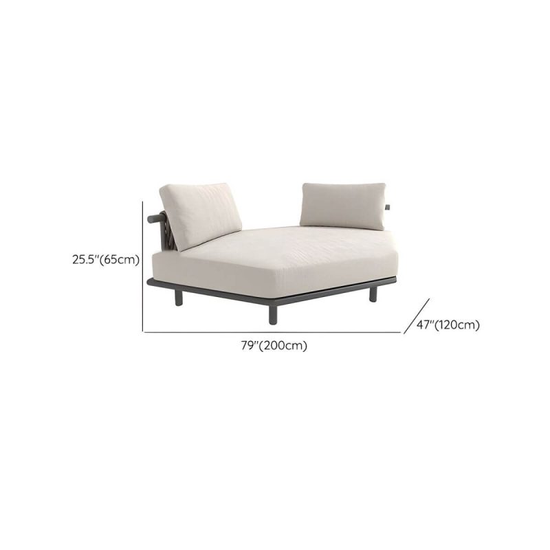 "Dimension of Black Metal Waterproof Modern Upholstered Sofa with Cushions and Pillow - Sofa"