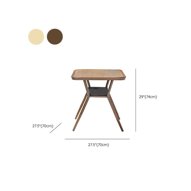 "Dimension of Sun-resistant Fabric Square 3 Piece Set Natural Finish Outdoor Dining Set with Table and Chairs, Wood Color, Desk with 2 Chairs"