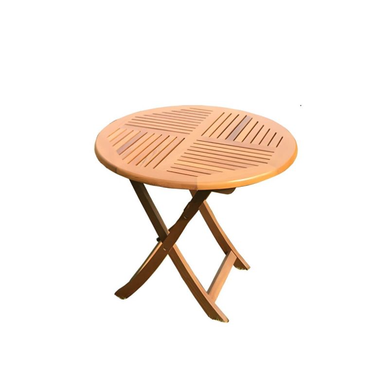 "Brown Patio Table Solid Wood Contemporary Style in Round Shape - 23.6"L x 23.6"W x 22"H Table Only"