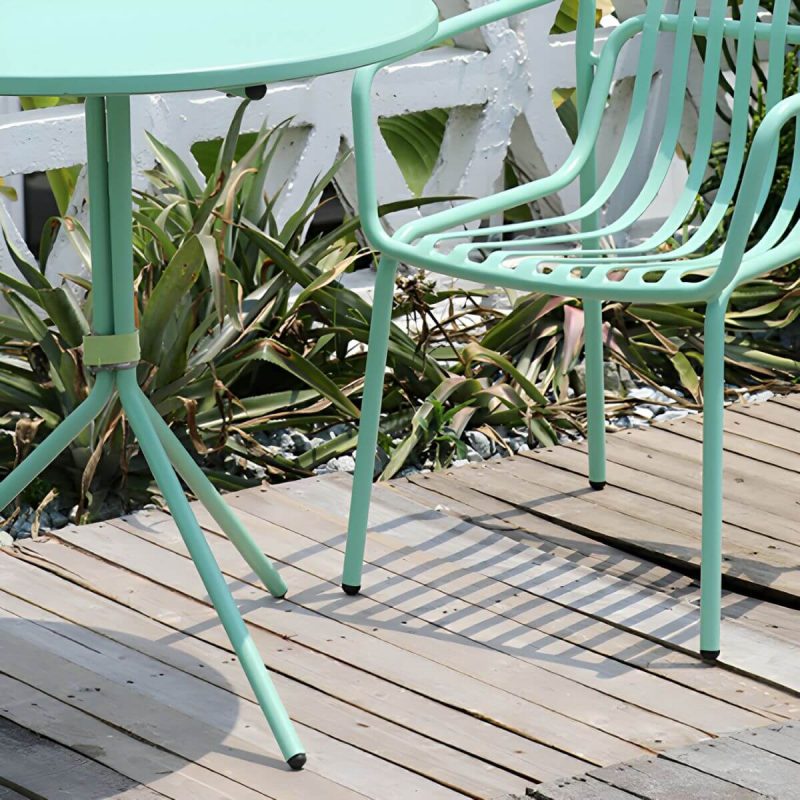 "Metal Patio Table Contemporary Style with Legs in Round/Square Shape - Table Only Champagne Square"