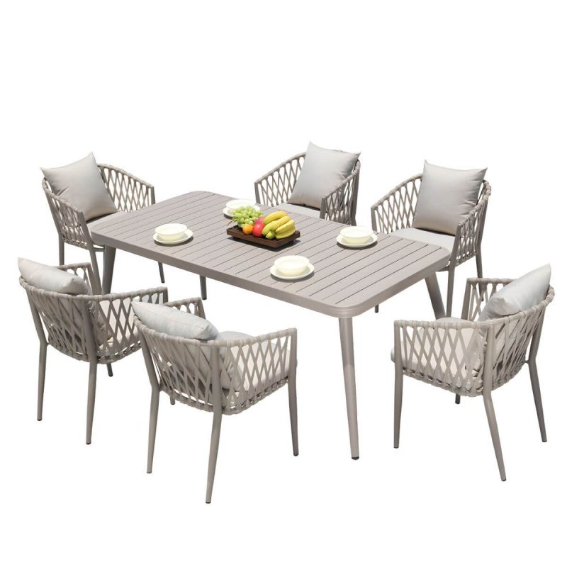 "Modern Metal Dining Room Chair and Table Set with Standard Gray Table - Table & Chair(s) 70.9"L x 33.5"W x 29.5"H 4"
