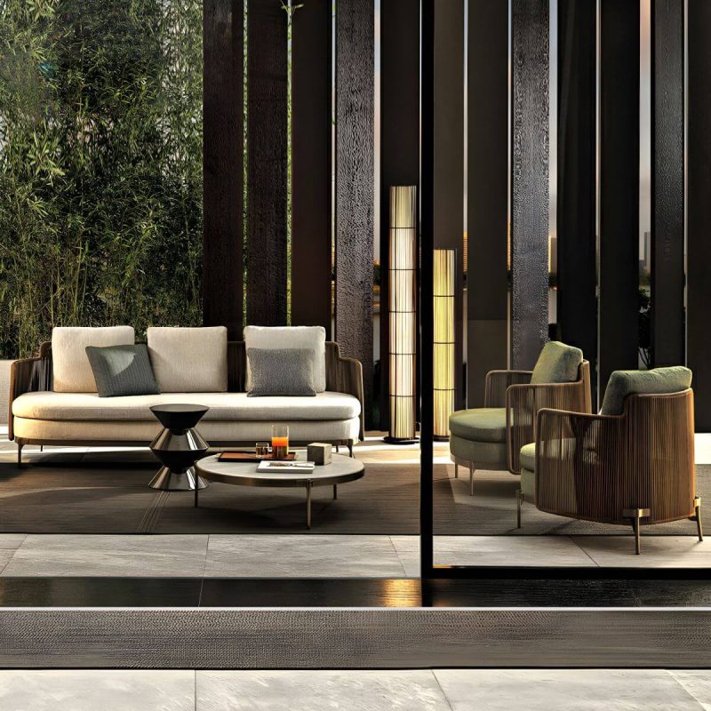 "Waterproof and Durable Brown Metal Modern Sofa with Cushions - 1-Seater Sofa"