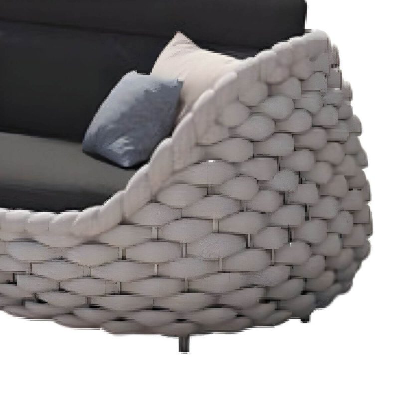 "Modular Gray Metal Modern Sofa with Upholstered Cushions for Versatile Outdoor Seating - 55"L x 33.5"W x 28"H"