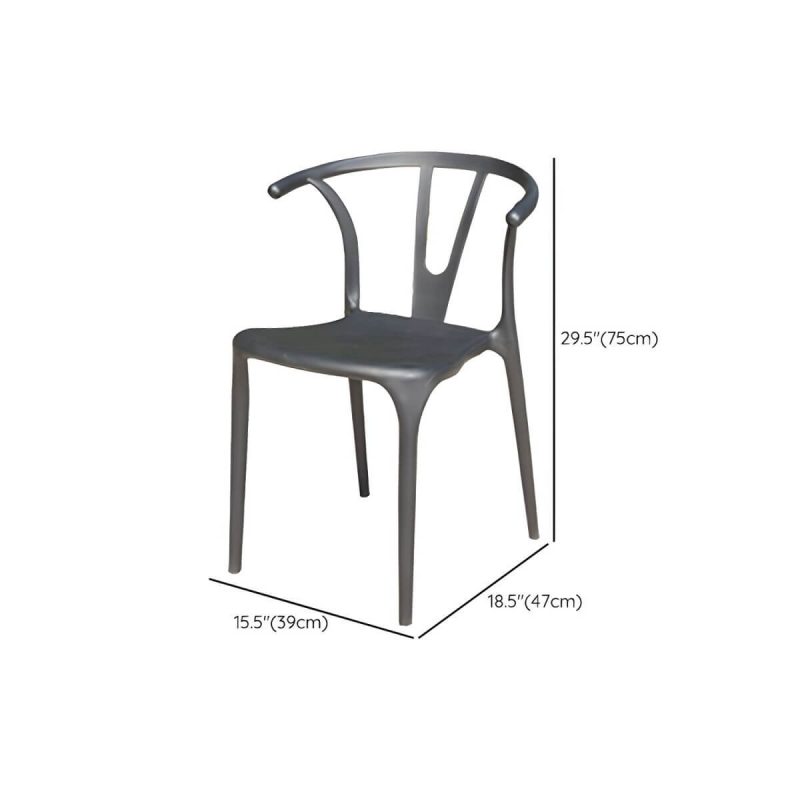 "Dimension of Stacking Dining Armchair Contemporary Plastic Patio Arm Chair - 15"L x 19"W x 30"H 2 Piece Set"