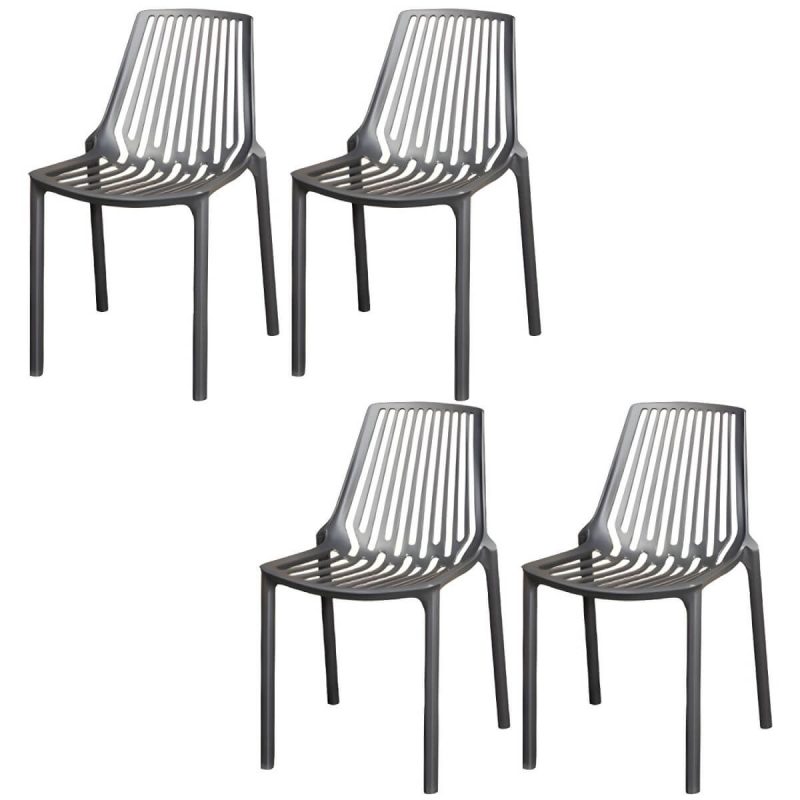 "Stacking Dining Armchair Contemporary Plastic Patio Arm Chair - 16"L x 19"W x 30"H 4 Piece Set"