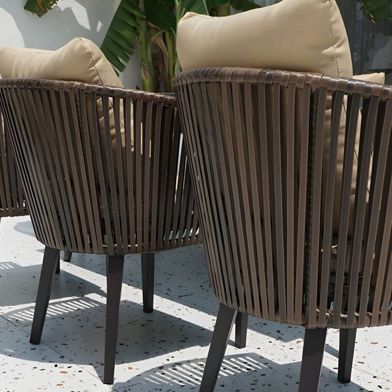 "Modern Wood Patio Dining Table 3/5/7/9 Pcs Black Dining Set for Courtyard - Table & Chair(s) 63"L x 35.4"W x 29.5"H 6 Rectangular"