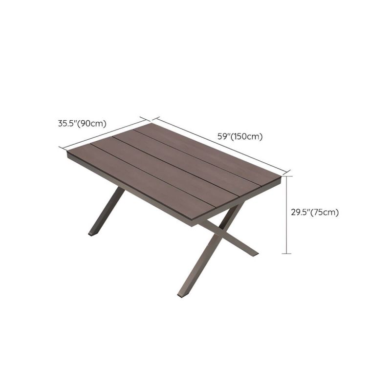 "Dimension of Traditional Patio Table Wood Top Metal Frame Water Resistant Patio Table - 59.1"L x 35.4"W x 29.5"H Table Only"