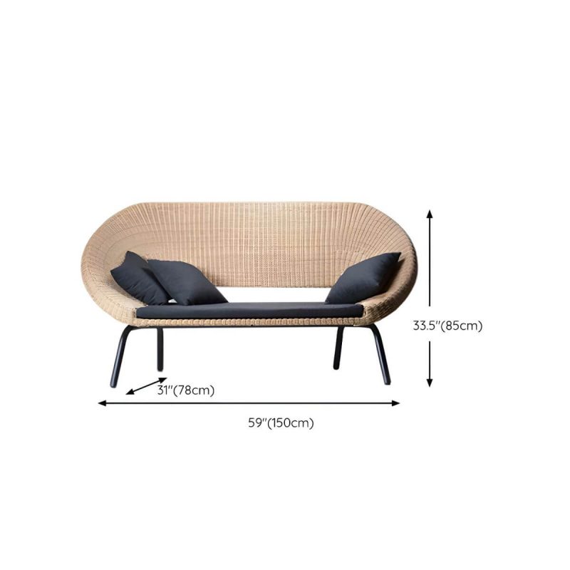 "Dimension of Tropical Rattan and Metal Frame Outdoor Sofa Water Resistant Patio Sofa - 2-Seater Sofa"