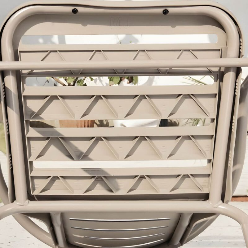 "Modern Rust Resistant Brown Metal Stackable Arm Chair for Outdoor Dining - 6 Piece Set"