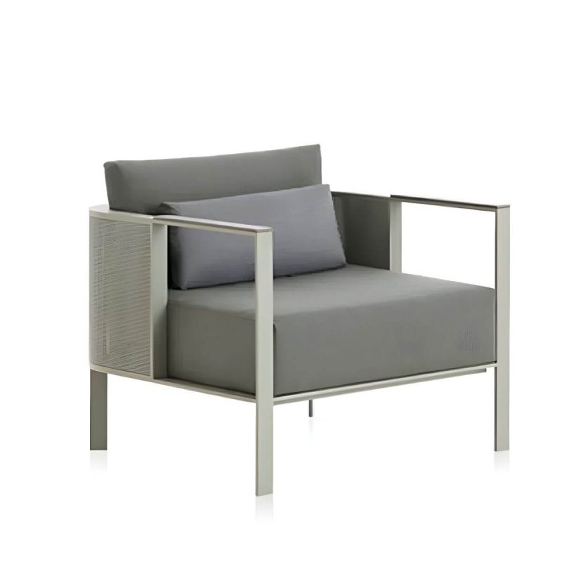 "Metal Frame Outdoor Patio Sofa Industrial Water Resistant Patio Sofa - 29.5"L x 29.5"W x 27.5"H 1-Seater Sofa"