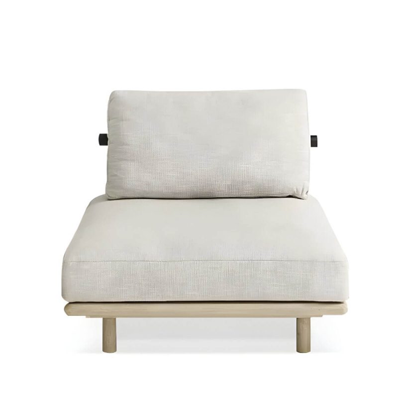 "Scandinavian Wood Frame Outdoor Sofa UV Resistant Patio Sofa with Cushion - 1-Seater Sofa"