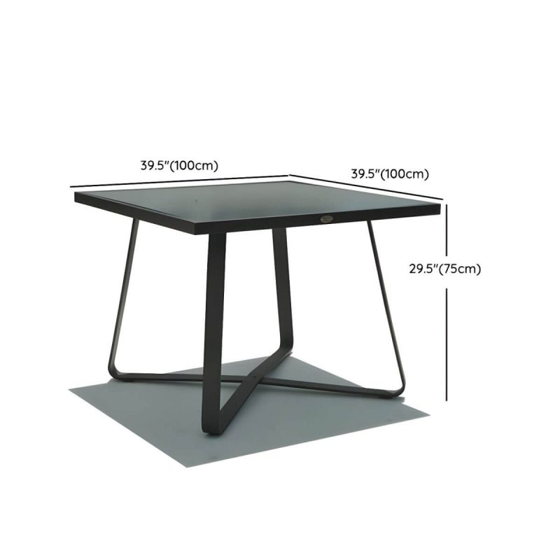 "Dimension of Boho Patio Dining Table Set 1/5/7/9 Pcs Aluminum Frame Patio Dining Table and Chairs - Table 39.4"L x 39.4"W x 29.5"H Zero Grey"