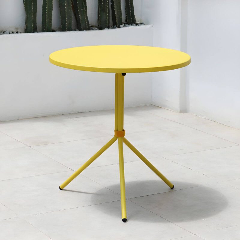 "Contemporary Round/Square Bistro Table Aluminum Water Resistant Patio Table - Yellow Round Table Only"