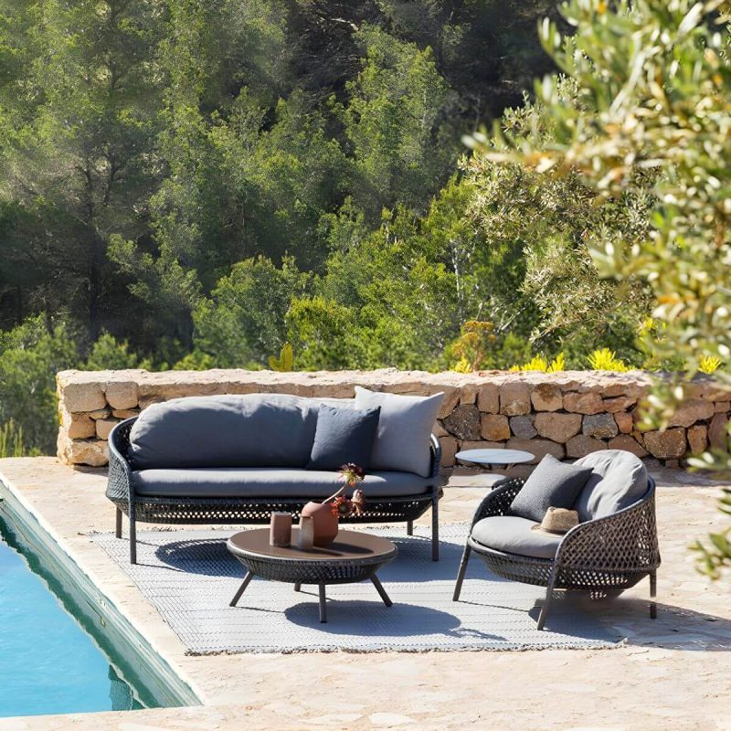 "UV and Water Resistant Patio Sofa 31.49" Wide Outdoor Sofa with Cushion - Black 65"L x 31"W x 26"H"