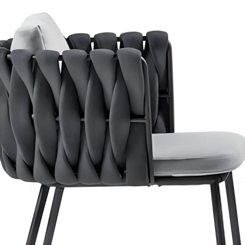 "Metal Matte Finish Patio Chair Assembled Tropical with Cushions - 24"L x 24"W x 30"H 6 Piece Set"