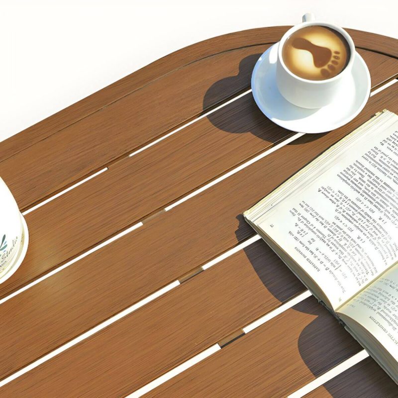 "Oval Metal Patio Table Contemporary Style Water Resistant in Brown - 43"L x 22"W x 29.5"H"