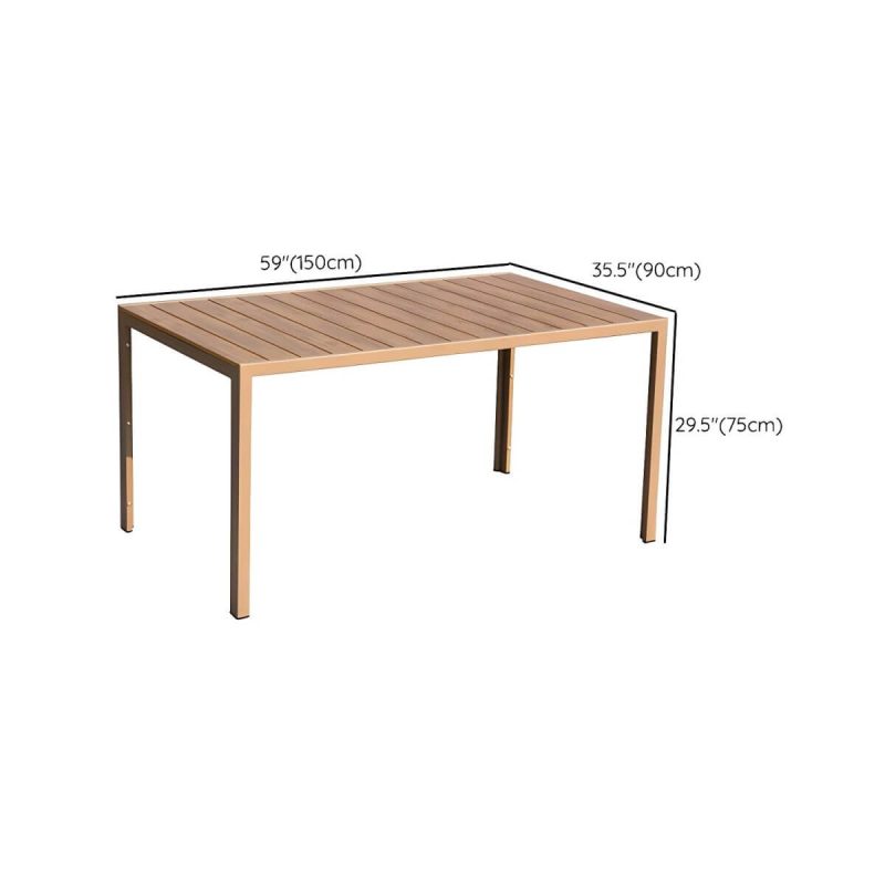 "Dimension of Contemporary Style Wood Natural Patio Table Rectangle Shape for Outdoor - Table Only 59.1"L x 35.4"W x 29.5"H Natural Finish"