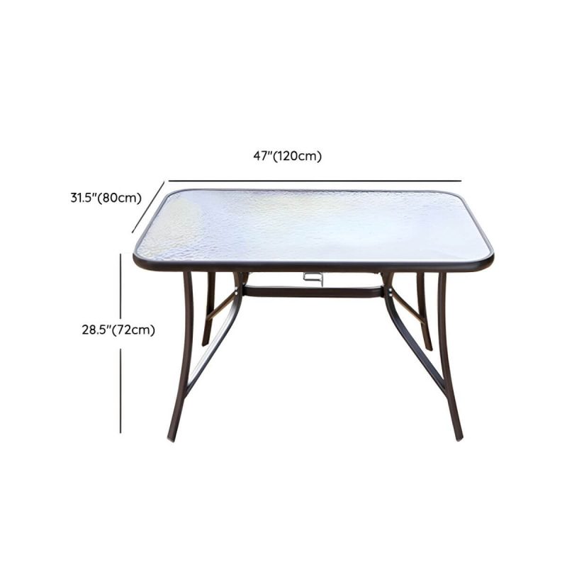 "Dimension of Contemporary Dining Table Set with Brown Woven Chair for Courtyard - Table & Chair(s) 47"L x 31"W x 28"H 6"