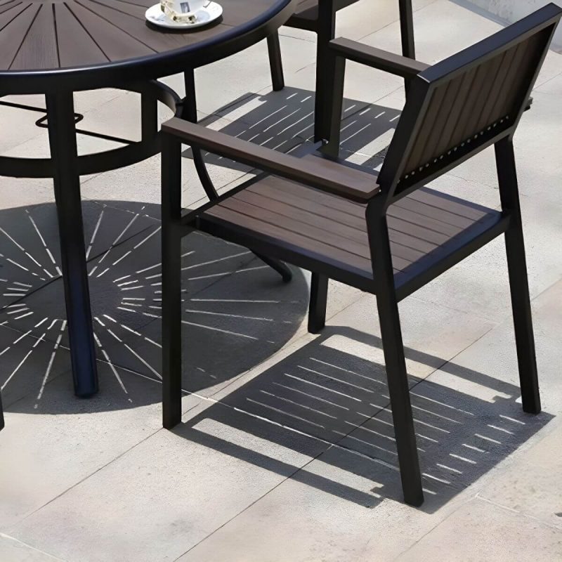 "Contemporary Dining Table Set with Wooden Chair for Courtyard - Table & Chair(s) 47"L x 31"W x 28"H 6"