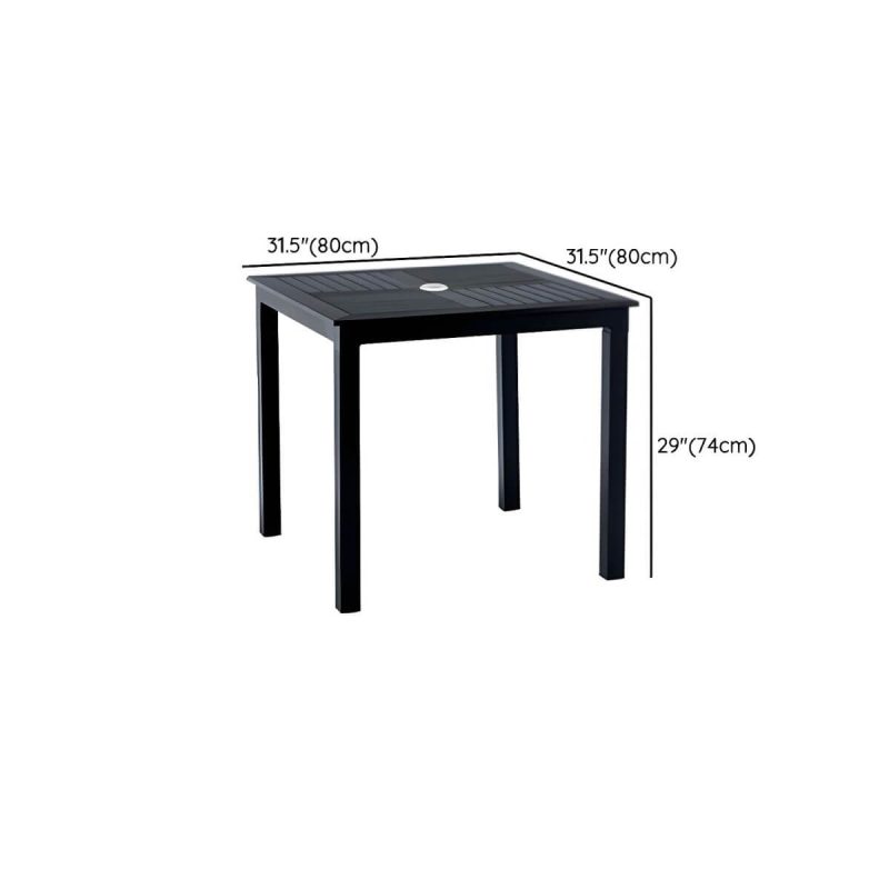 "Dimension of Contemporary Wood Dining Table Set with Black Chairs for Courtyard - Table & Chair(s) 31.5"L x 31.5"W x 29.1"H 2"