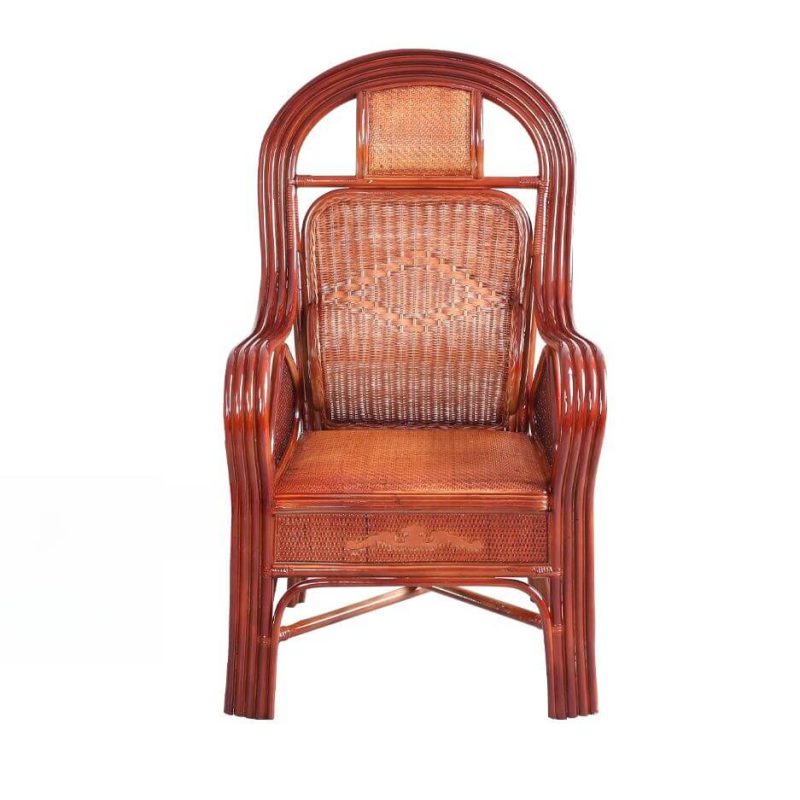 "Modern Simple Style Patio Arm Chair with Sepia Rattan Back, 1 Chair, Coffee, Thickened Fund"