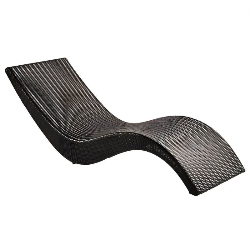 "Tropical Patio Daybed Wicker/Rattan UV Resistant Beige Mildew Resistant - Black"