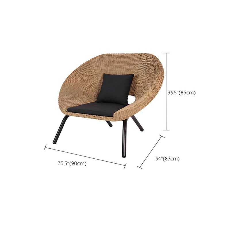 "Dimension of Wicker Natural Water Resistant and UV Resistant 1 Piece Outdoor Patio Sofa - 1-Seater Sofa"