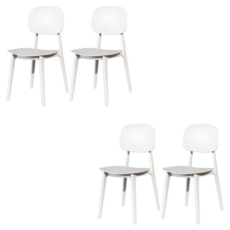 "Stacking Dining Armchair Contemporary Plastic Patio Arm Chair - 15"L x 19"W x 32"H 4 Piece Set"